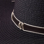 Wide Brim Straw Sun Hat With Cord Hat Band