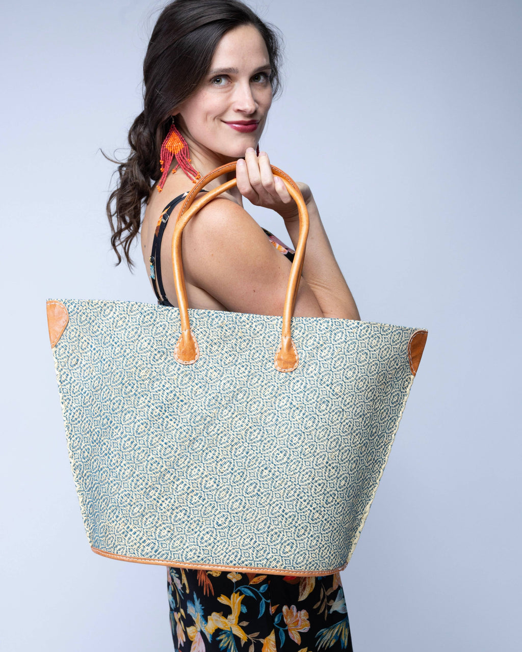 Josephine Small Woven Raffia Straw Tote Bag