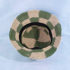 Straw Braided Checkered Bucket Hat