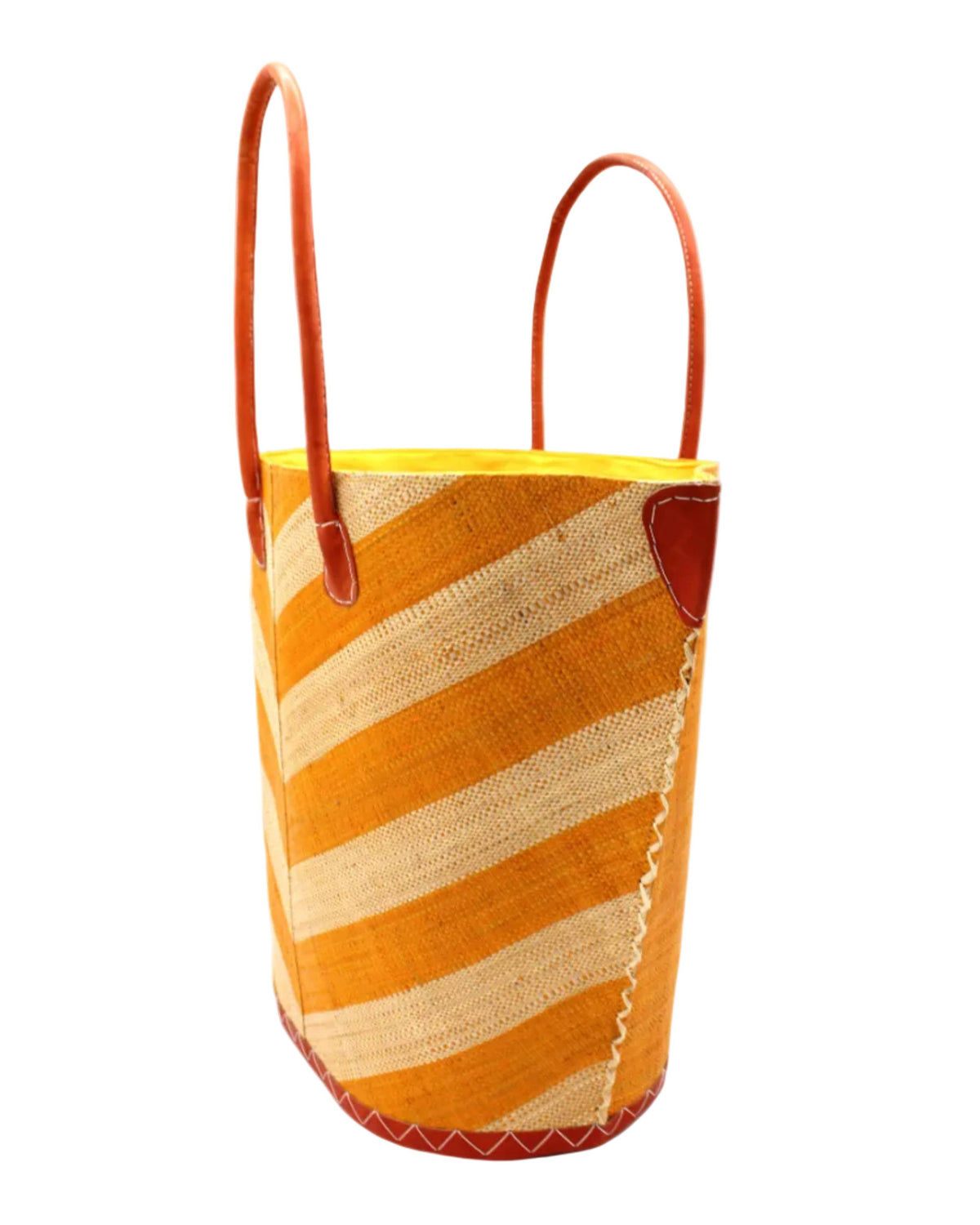 Santa Cruz Wide Stripe Chevron Large Raffia Straw Tote Bag