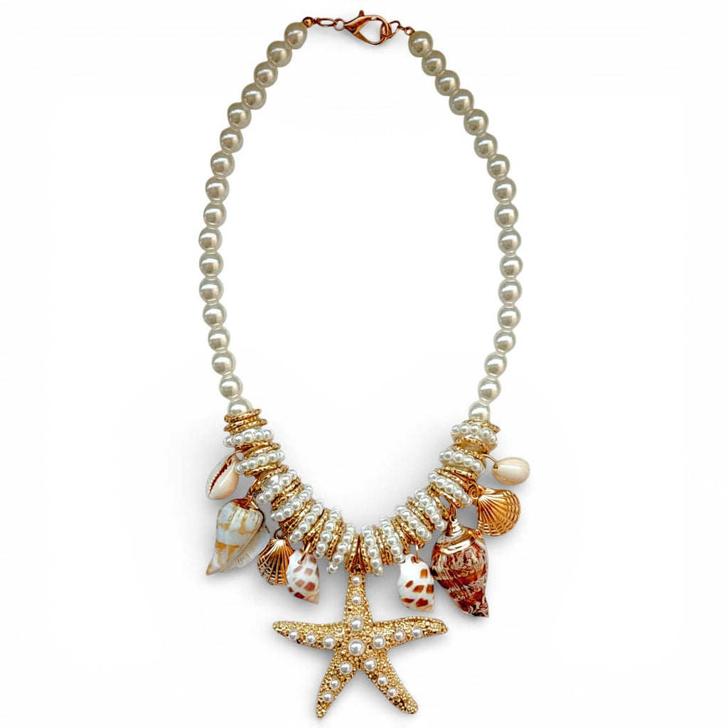 Starfish & Shell Pearl Necklace | Summer Statement Jewelry