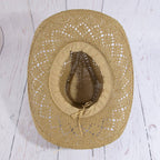 Straw Cowboy Hat With Turquoise Bead Shell Band