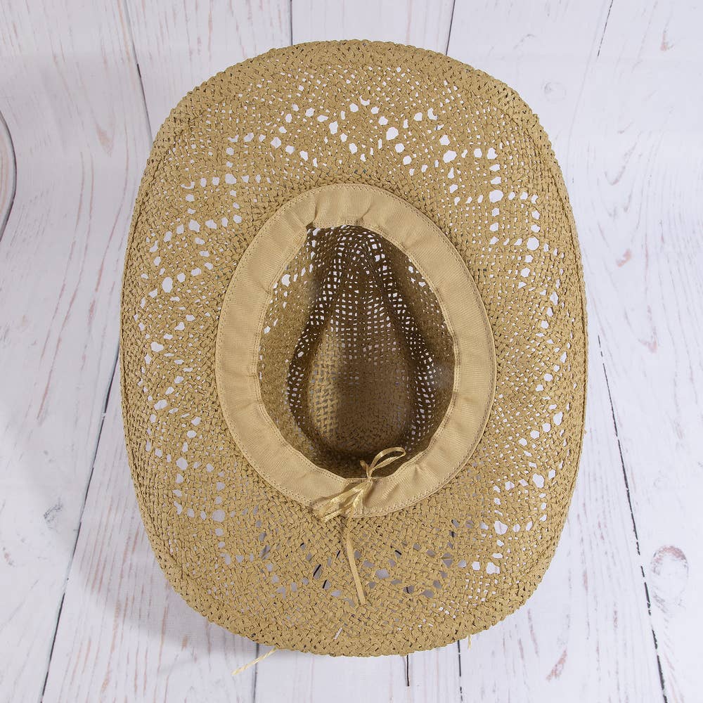 Straw Cowboy Hat With Turquoise Bead Shell Band