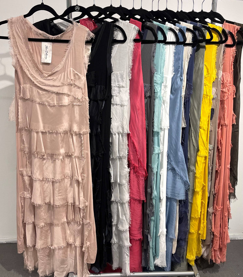 Women's Sleeveless Solid Maxi Dress, Multi Layers