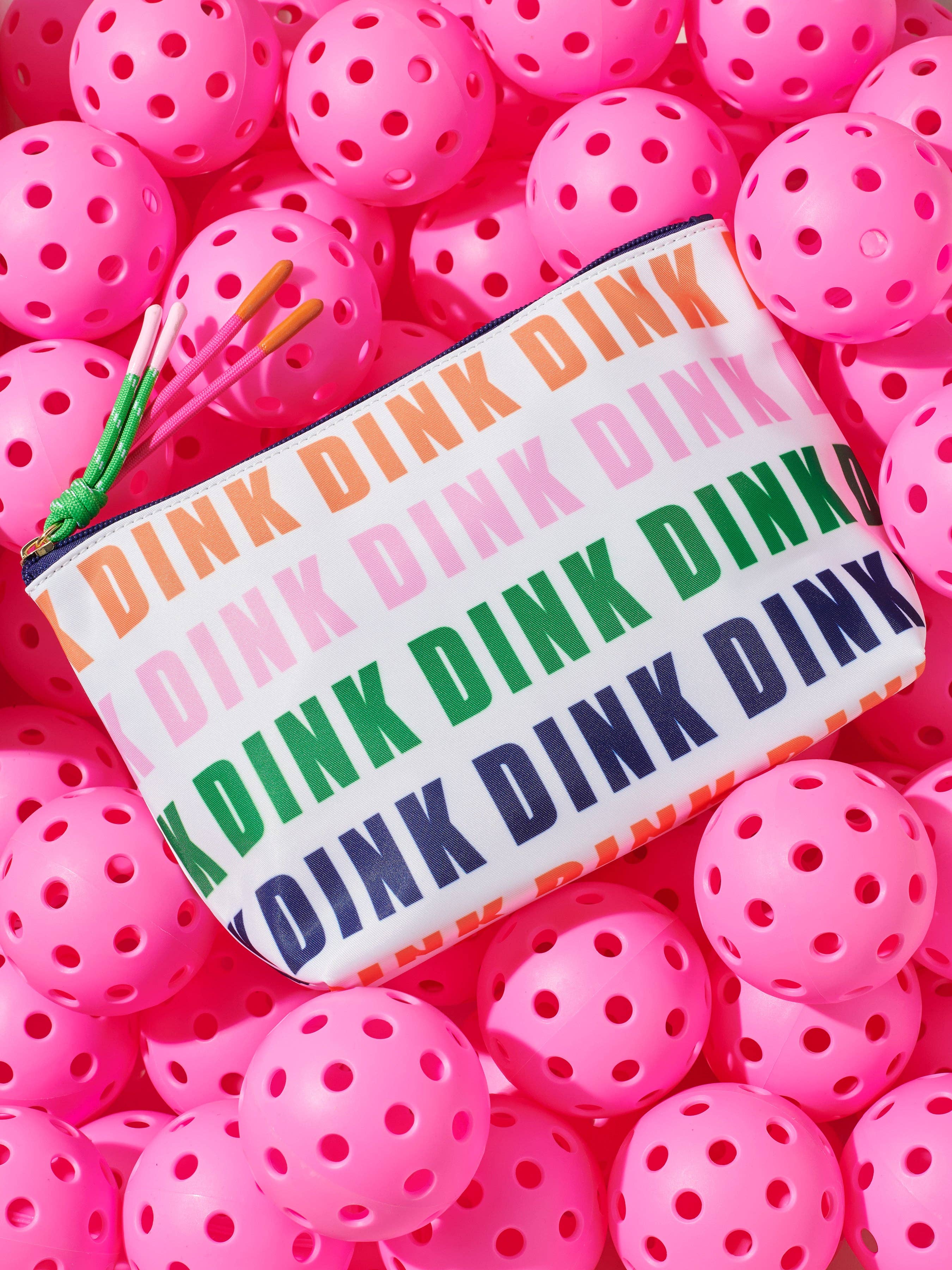 "DINK DINK DINK" LARGE ZIP POUCH, MULTI