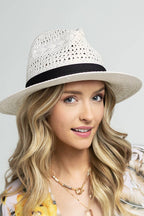 Panama Hat with Black Tucked Ribbon
