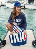 "SEA SUN SAND" ZIP POUCH,NAVY