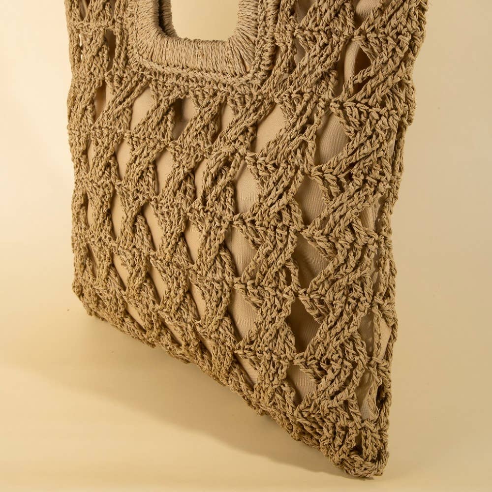 Square Straw Braided Tote Bag