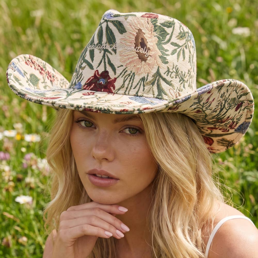 Absofuckinglutely Script Floral Cowboy Hat