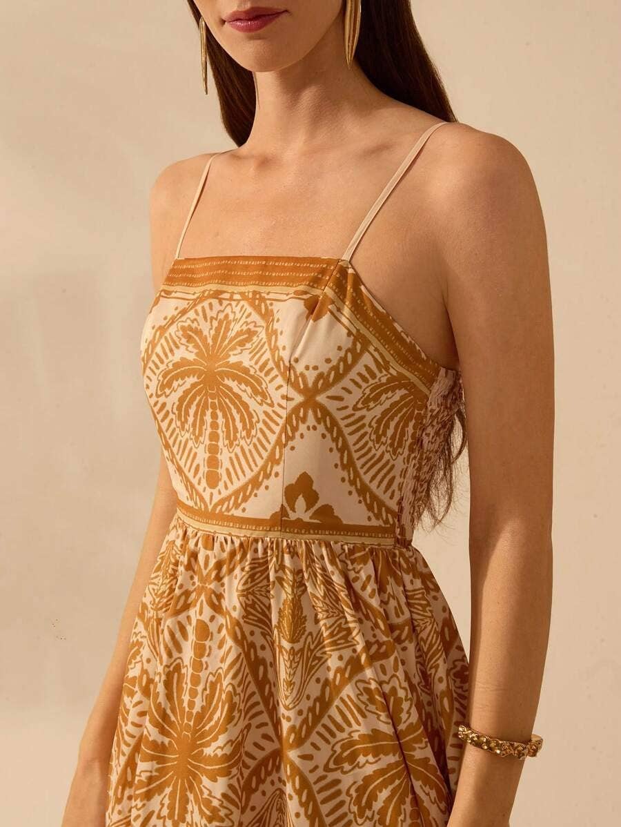 Cascais Bohemia Tropical palm strappy sundress